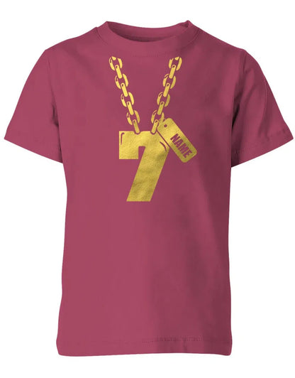 Geburtstags T-Shirt 7 Jahre Junge und Mädchen Goldene Kette 7 mit Name