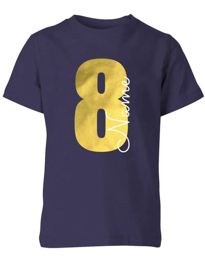 Geburtstags T Shirt 8 Jahre Junge und Mädchen Goldene 8 mit Namen