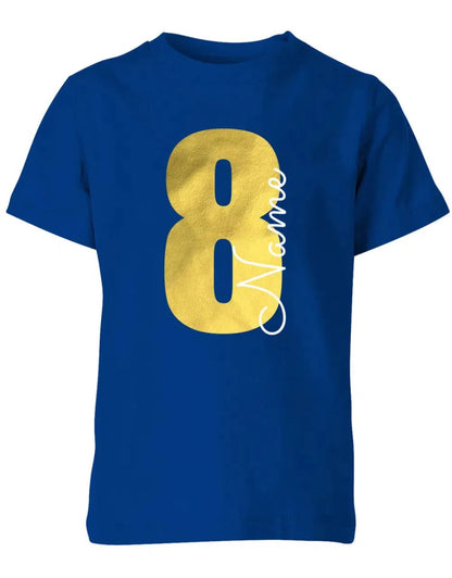 Geburtstags T Shirt 8 Jahre Junge und Mädchen Goldene 8 mit Namen