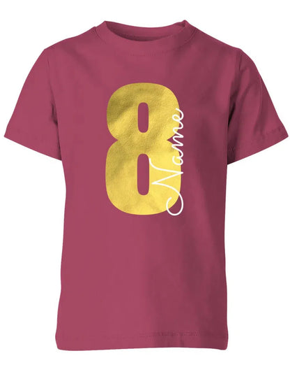 Geburtstags T Shirt 8 Jahre Junge und Mädchen Goldene 8 mit Namen