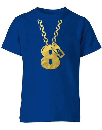 Geburtstags T-Shirt 8 Jahre Junge und Mädchen Goldene Kette 8 mit Name