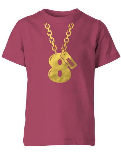 Geburtstags T-Shirt 8 Jahre Junge und Mädchen Goldene Kette 8 mit Name