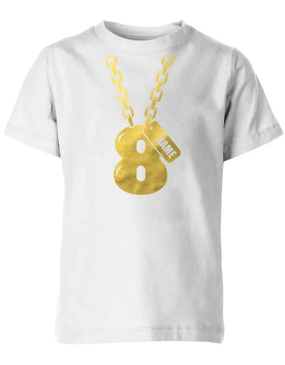 Geburtstags T-Shirt 8 Jahre Junge und Mädchen Goldene Kette 8 mit Name