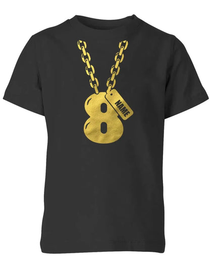 Geburtstags T-Shirt 8 Jahre Junge und Mädchen Goldene Kette 8 mit Name