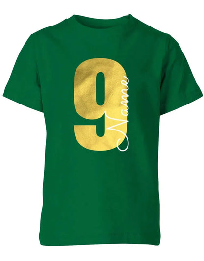 Geburtstags T-Shirt 9 Jahre Junge und Mädchen Goldene 9 mit Namen