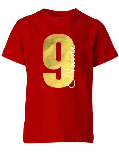 Geburtstags T-Shirt 9 Jahre Junge und Mädchen Goldene 9 mit Namen