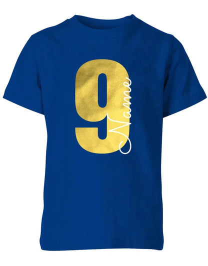 Geburtstags T-Shirt 9 Jahre Junge und Mädchen Goldene 9 mit Namen