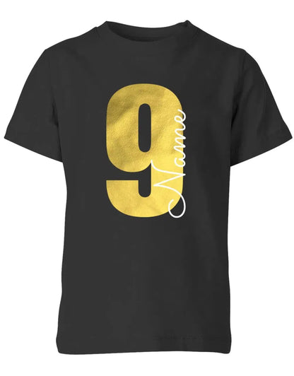 Geburtstags T-Shirt 9 Jahre Junge und Mädchen Goldene 9 mit Namen