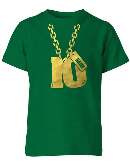Geburtstagsshirt 10 Jahre - Jungen und Mädchen - Goldene Kette mit Zahl 10 und Name