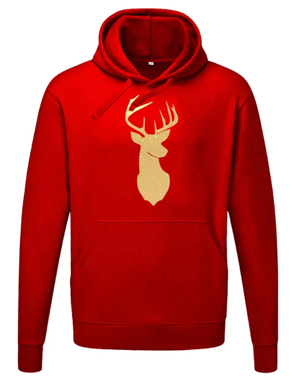 Glitzer Hirsch Rentier Weihnachten Hoodie Unisex – Rot 3XL
