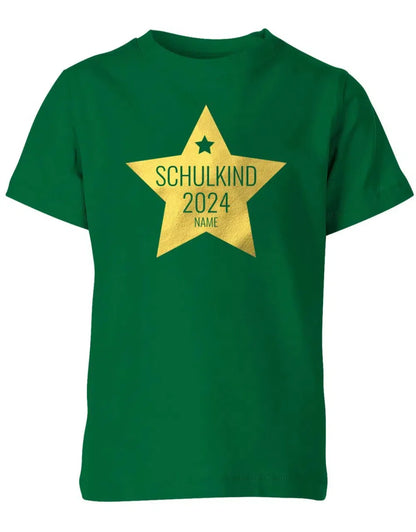 Goldener Stern Schulkind 2025 mit Name -Einschulung T-Shirt