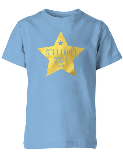 Goldener Stern Schulkind 2025 mit Name -Einschulung T-Shirt