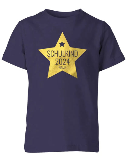 Goldener Stern Schulkind 2025 mit Name -Einschulung T-Shirt