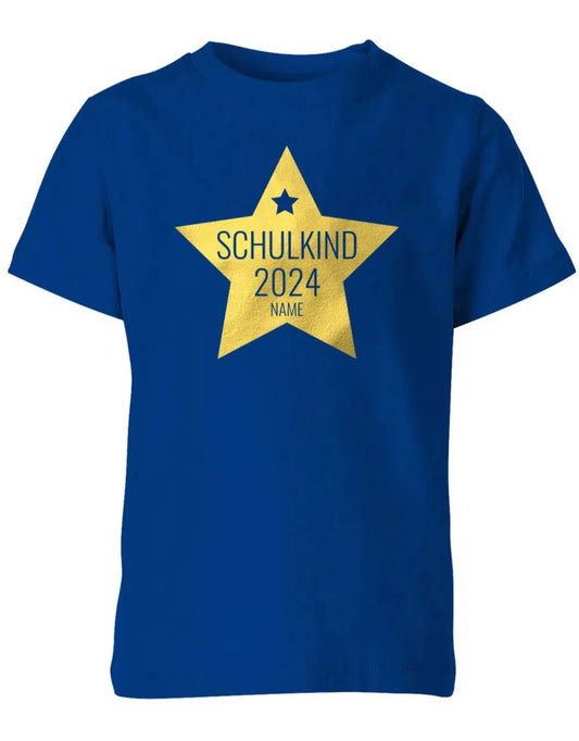 Goldener Stern Schulkind 2025 mit Name -Einschulung T-Shirt