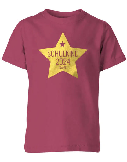 Goldener Stern Schulkind 2025 mit Name -Einschulung T-Shirt