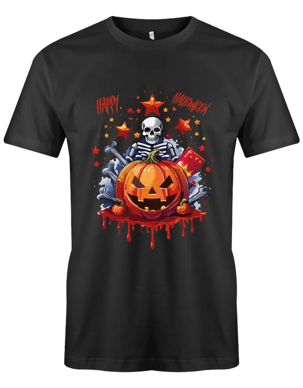 Halloween Kostüm Kürbis und Skelett Happy Halloween - Lustiges T Shirt