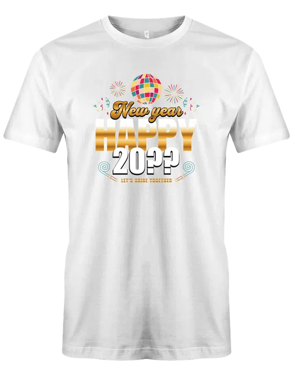 Happy New Year Silvester Discokugel Shirt – Herren T-Shirt weiß