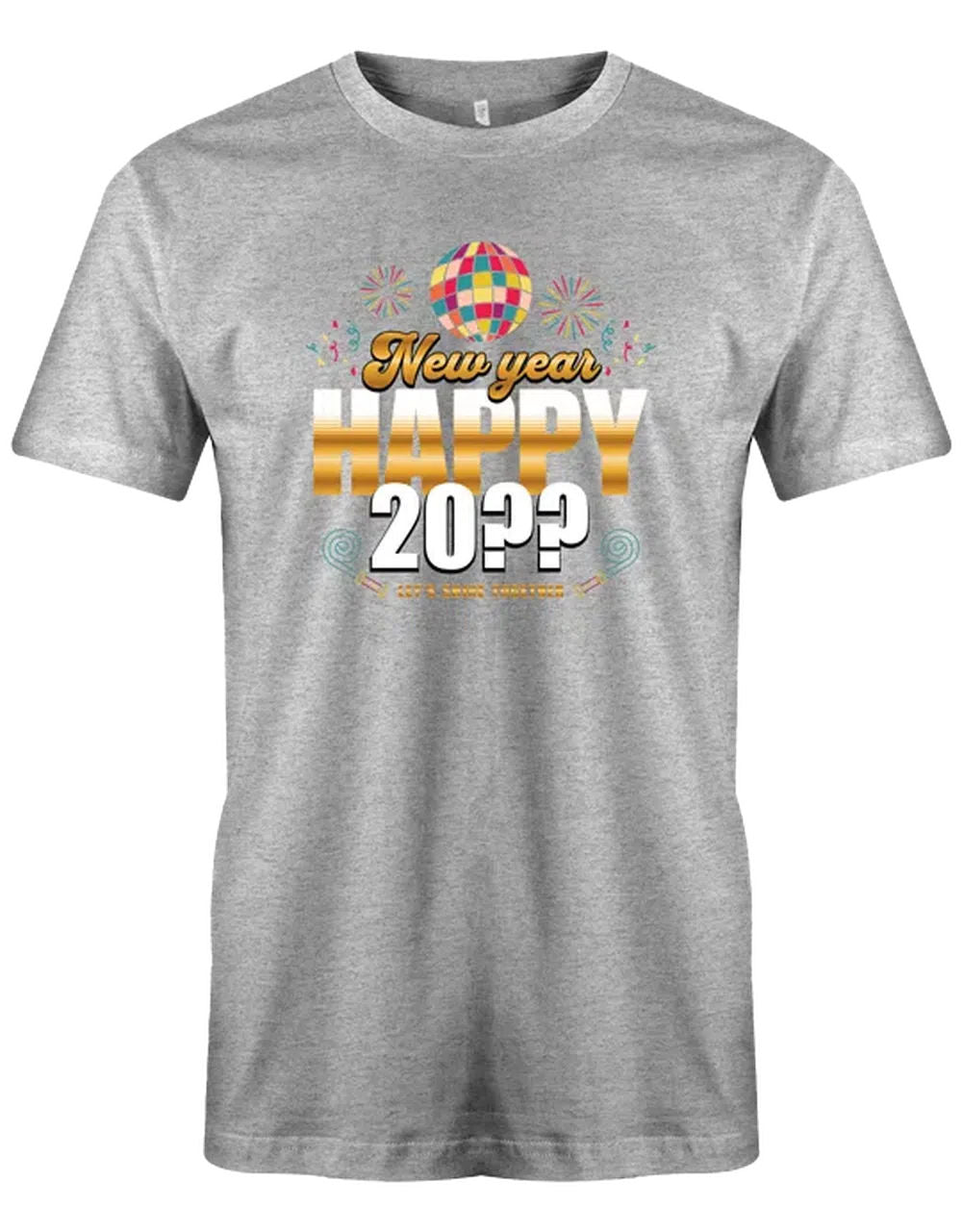 Happy New Year Silvester Discokugel Shirt – Herren T-Shirt grau