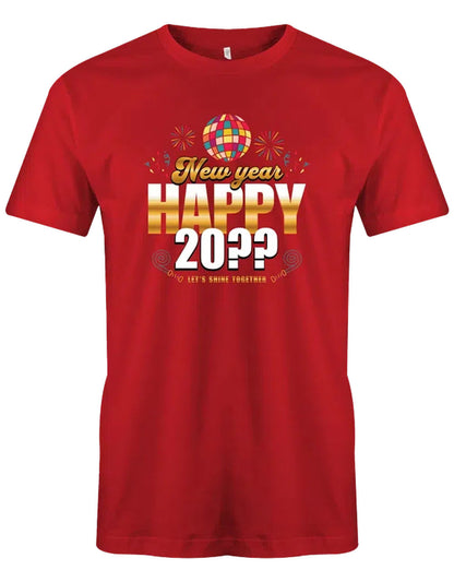 Happy New Year Silvester Discokugel Shirt – Herren T-Shirt rot