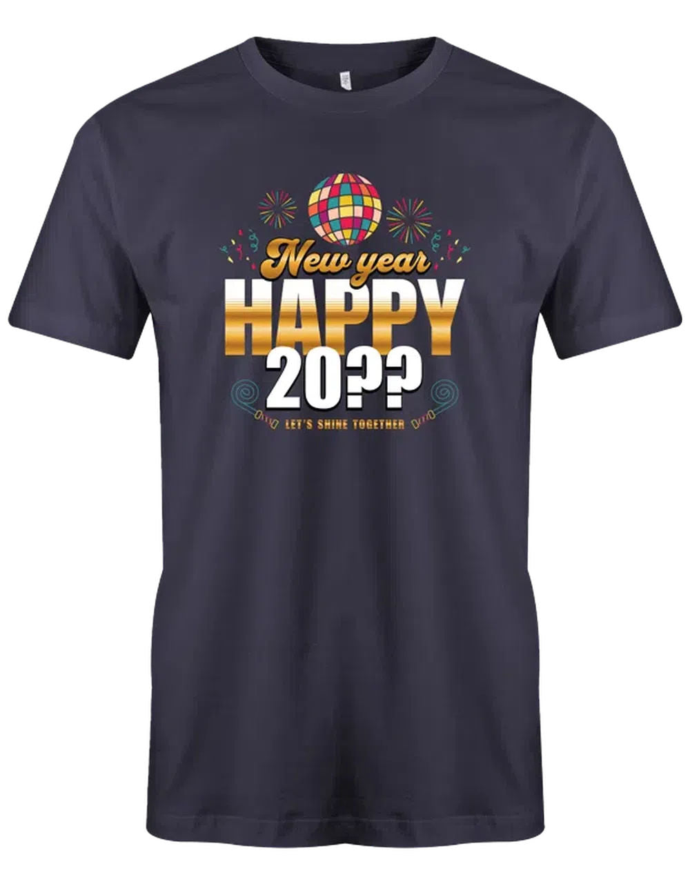 Happy New Year Silvester Discokugel Shirt – Herren T-Shirt navy