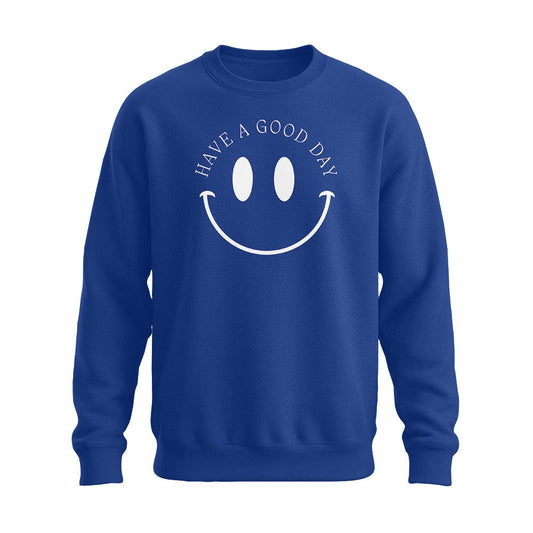 Have a Good Day Pullover – Smiley Sweater royalblau