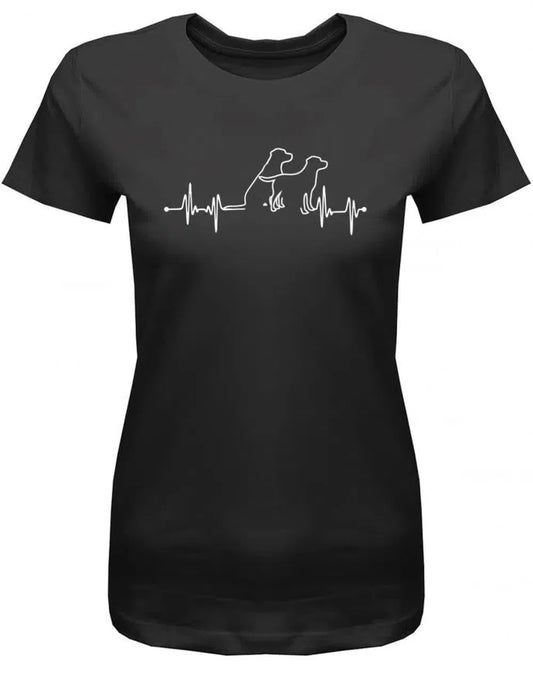 Herzschlag 2 Hunde Herzlinie - Damen T-Shirt