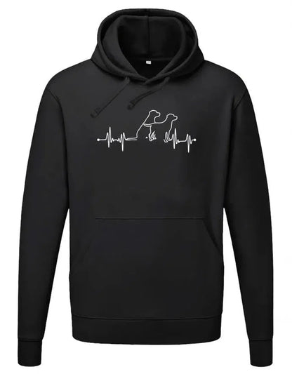 Herzschlag 2 Hunde Herzlinie - Unisex Hoodie