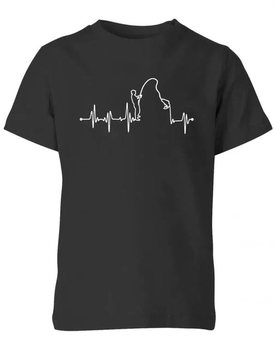 Herzschlag Angeln - EKG - Angler - Kinder T-Shirt