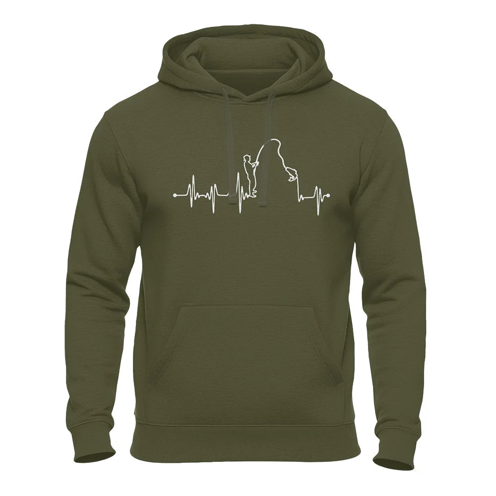 Herzschlag Angeln - EKG - Angler - Unisex Hoodie Army