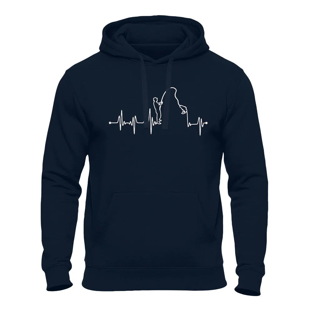 Herzschlag Angeln - EKG - Angler - Unisex Hoodie Navy