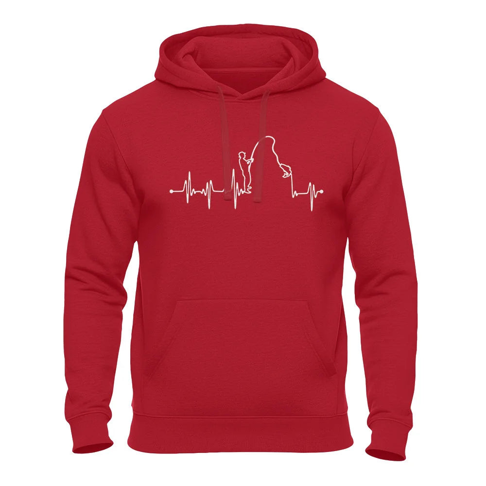 Herzschlag Angeln - EKG - Angler - Unisex Hoodie Rot