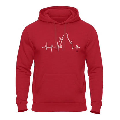 Fishing Hoodie rot – Herzschlag Angeln Motiv Angler