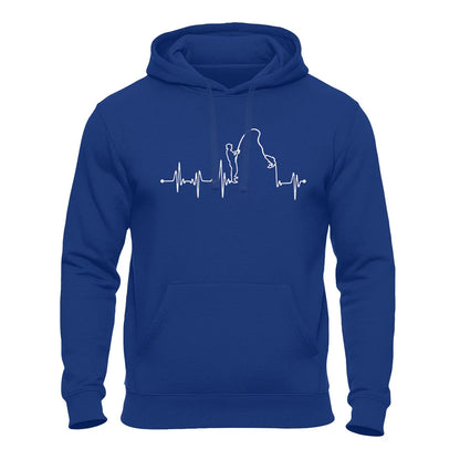 Geschenk Angler – Hoodie mit Herzschlag Angeln Motiv Royalblau