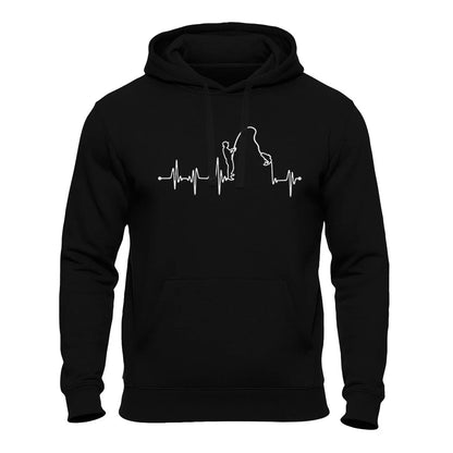 Angeln Hoodie Herren – Herzschlag Fishing Motiv Schwarz