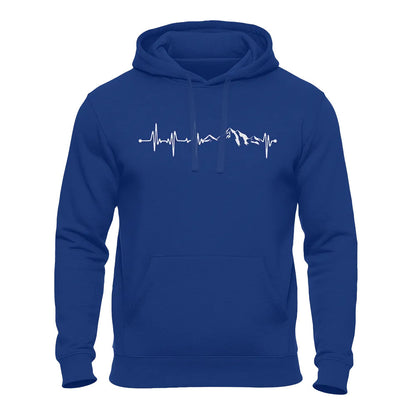 Berg Hoodie blau – Herzschlag Wandern Bergliebhaber