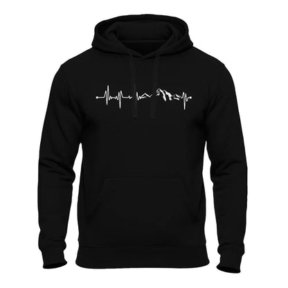 Wandern Hoodie schwarz – Herzschlag Berge Bergliebhaber Motiv
