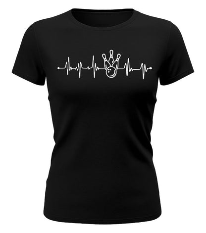 Herzschlag Bowling EKG - Bowlerin - Damen T-Shirt schwarz