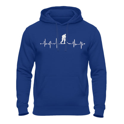 Eishockey Hoodie blau – Herzschlag Hockey Spieler Motiv