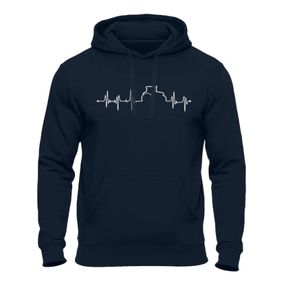Bauer Hoodie dunkelblau – Herzschlag Traktor Landwirt Pullover
