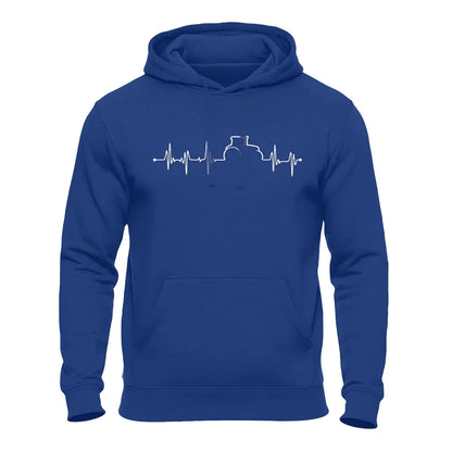 Landwirtschaft Hoodie blau – Traktor Herzschlag Motiv