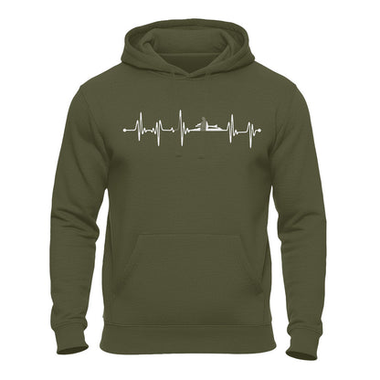 Rudersport Hoodie oliv – Herzschlag Rudern Motiv - Rowing Hoodie – Heartbeat Rowing Sport Design