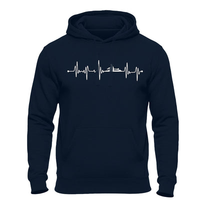 Ruder Hoodie dunkelblau – Herzschlag Rudern Ruderer Motiv