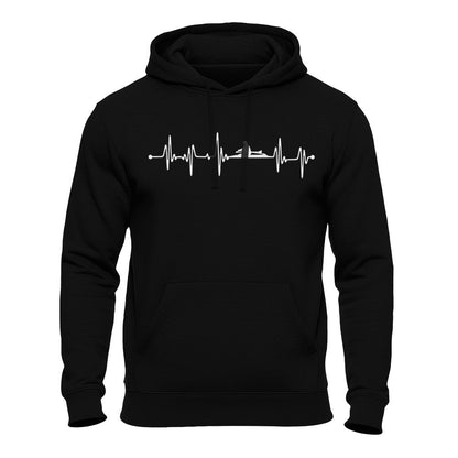 Rudern Hoodie schwarz – Herzschlag Rudersport EKG Motiv
