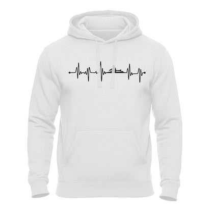 Rudern Hoodie weiß – Herzschlag EKG Ruderer Design
