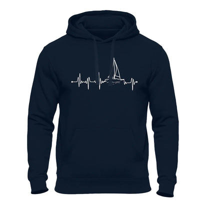 Segler Hoodie - Herzschlag EKG Motiv - Segeln - Skipper Navy