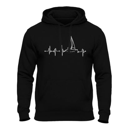 Segler Hoodie - Herzschlag EKG Motiv - Segeln - Skipper schwarz