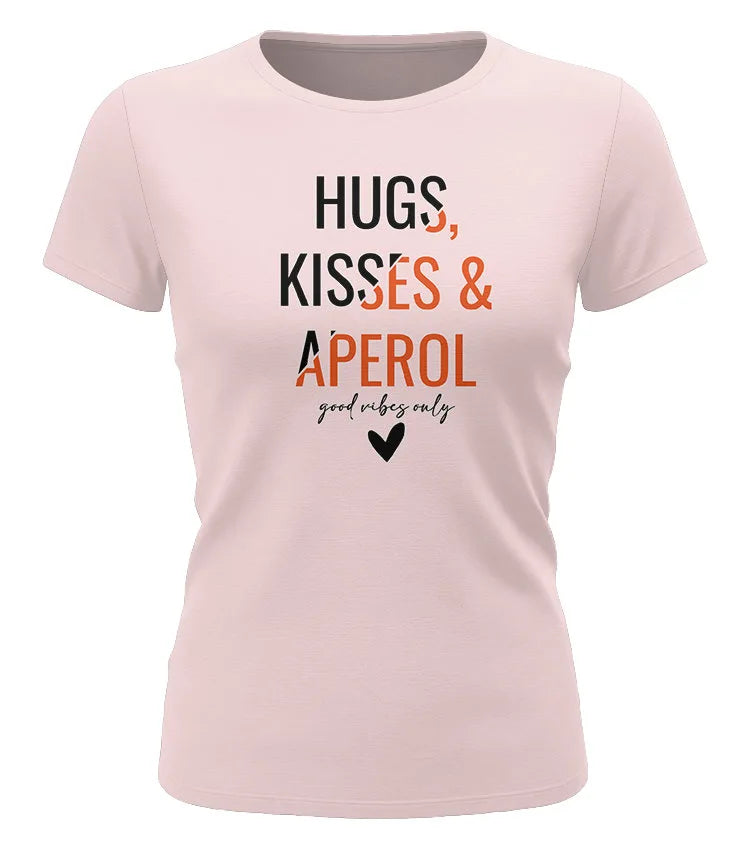 Hugs, Kisses & Aperol – Stylisches Damen T-Shirt - Rosa