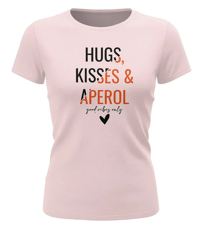 Aperol Shirt Damen rosa – Hugs Kisses Aperol Sommer Outfit Frauen
