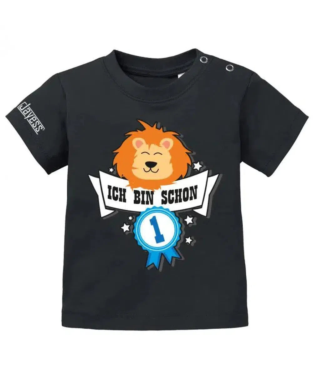 Ich bin schon 1 - Löwe Abzeichen - Erster Geburtstag - Jungen - Baby Shirt