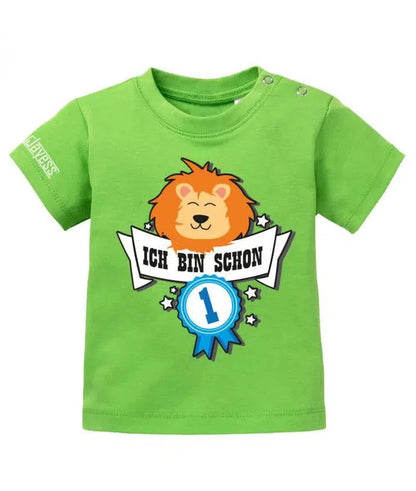 Ich bin schon 1 - Löwe Abzeichen - Erster Geburtstag - Jungen - Baby Shirt